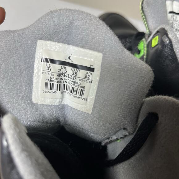 2013 Nike Air Jordan SC-1 Black/Neon Green Youth Shoes Size 3Y - Picture 5 of 8